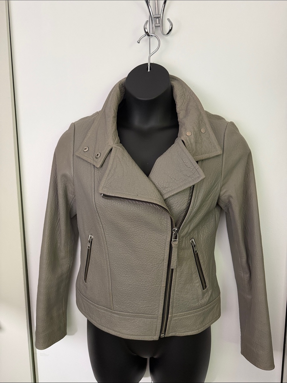 Mackage Taupe Leather Moto Jacket